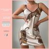 2026 Summer Ice Silk Leopard Print Backless Spaghetti Strap Nightgown Casual Homewear