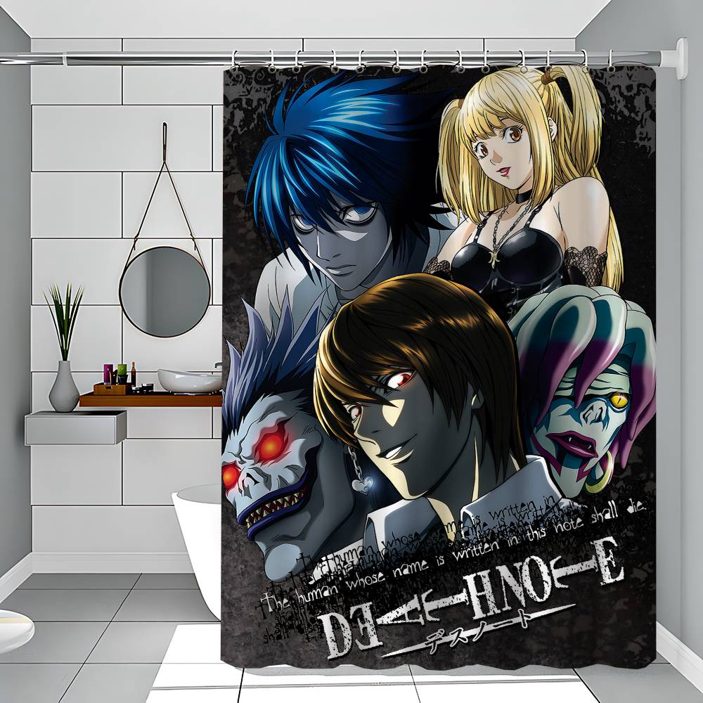 DEATH NOTE Polyester Duschdraperi Vattentät Rostbeständig Genomföringar Lättskött Torka Ren Hållbar