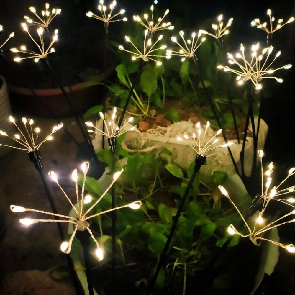 Solar Garden Lights Twinkling Firework Lights with 2 Modes 60LED Waterproof Solar-Powered Lamp for Outside Yard Pathway Decor
