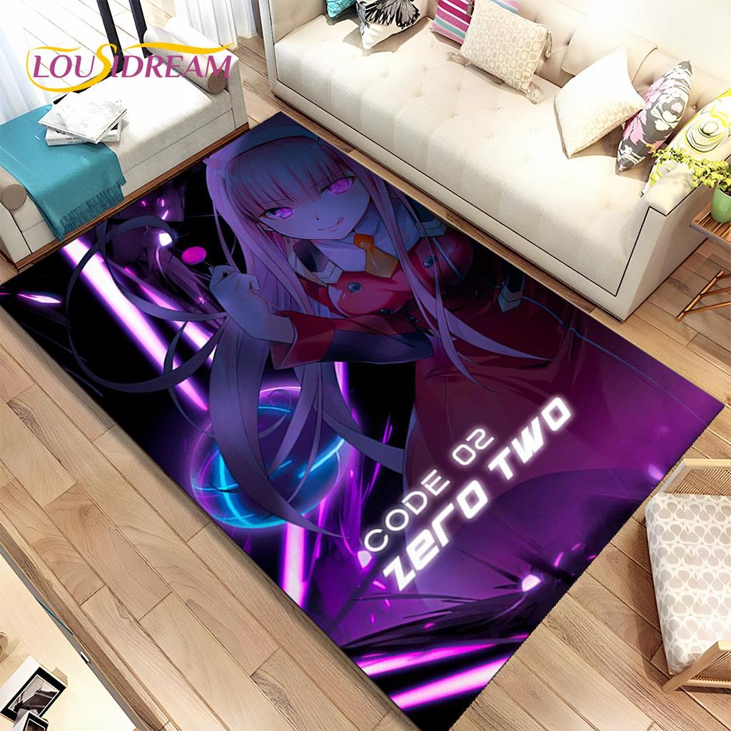 Alfombra de área de anime Zero Two DARLING In The FRANXX, Alfombra para sala de estar, dormitorio, sofá, felpudo de decoración, Alfombra de suelo antideslizante para niños