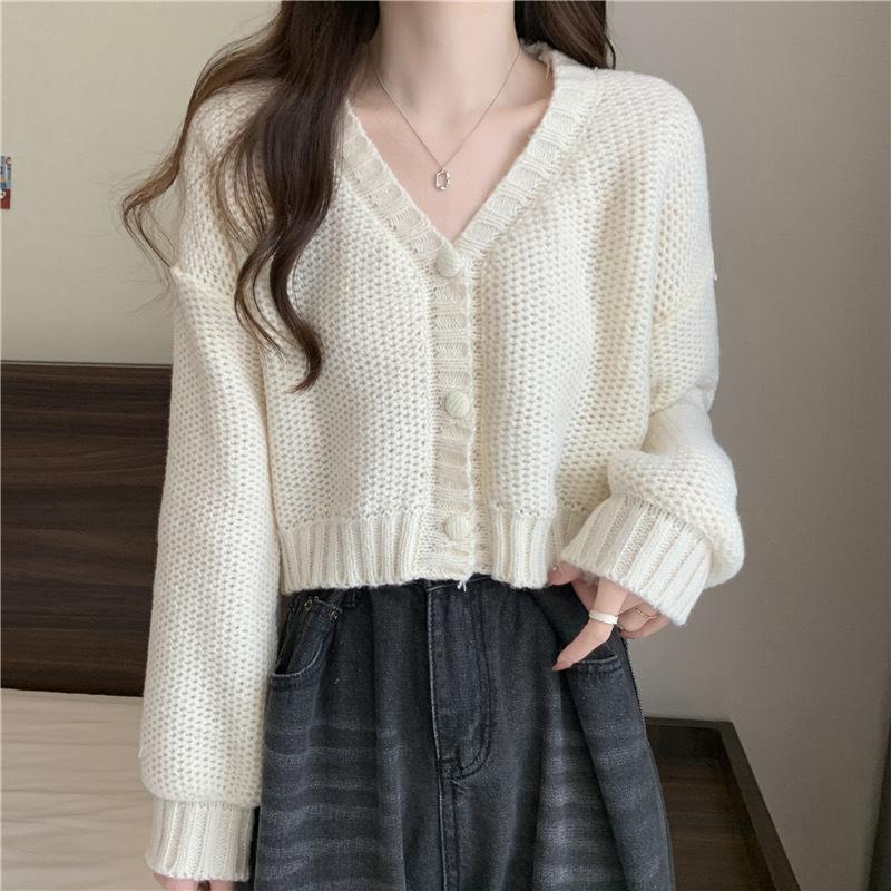Autumn and Winter New Sweet and Gentle Wind Short Knitted Cardigan Loose Lazy Wind Long Sleeve Women's Coat Versatile Sweater Women
