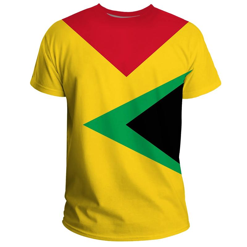 Guyana Flag 3D Printed T-Shirt For Men Gym Sportswear Tee Shirts Round Neck Short Sleeves Summer Casual Street Loose T Shirt