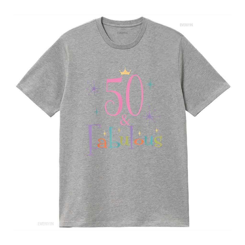50 and Fabulous Cute 50th Birthday T Shirt vintage Washed Versatile Top For Everyday Wear Soft Comfortable graphic Casual