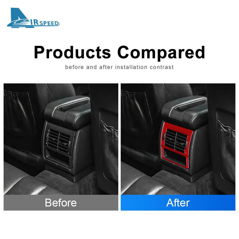 Real Carbon Fiber Car Rear Back Air Outlet Vent Frame Cover For BMW 5 Series E39 M5 1998-2003 Interior Trim Stickers Accessories