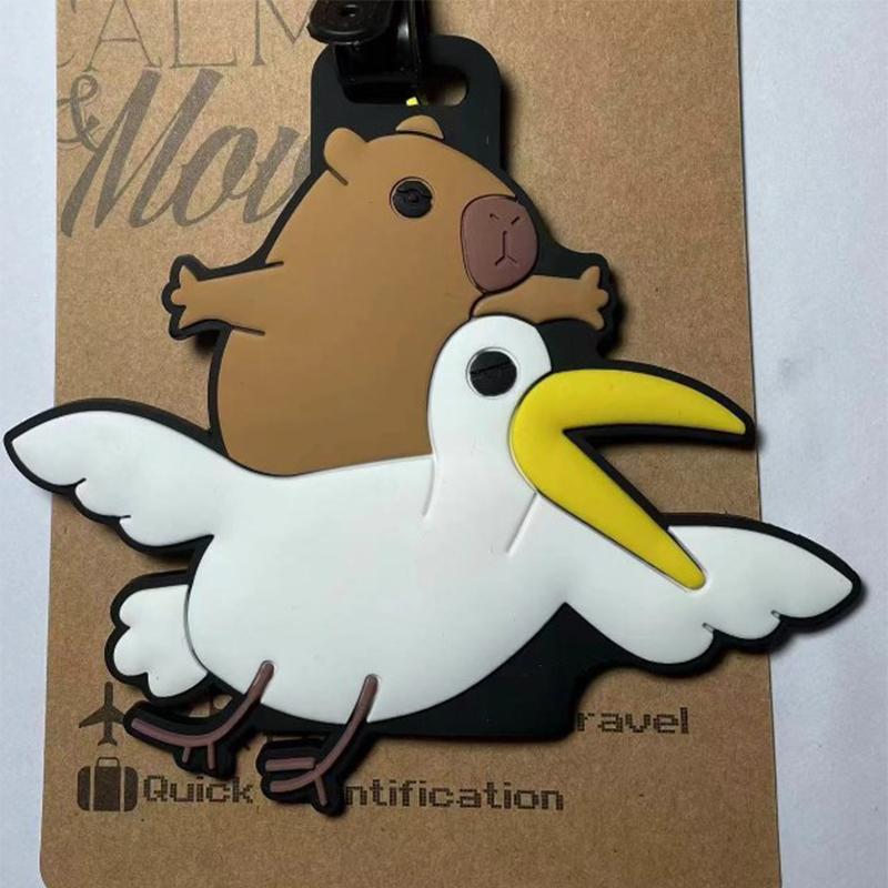 Kawaii Cute Capybara Bagasjemerke Kvinner Reisetilbehør Tegneserie Pvc Bagasjemerke Menn Bærbar Anti-Tap Adresse Navneskilt