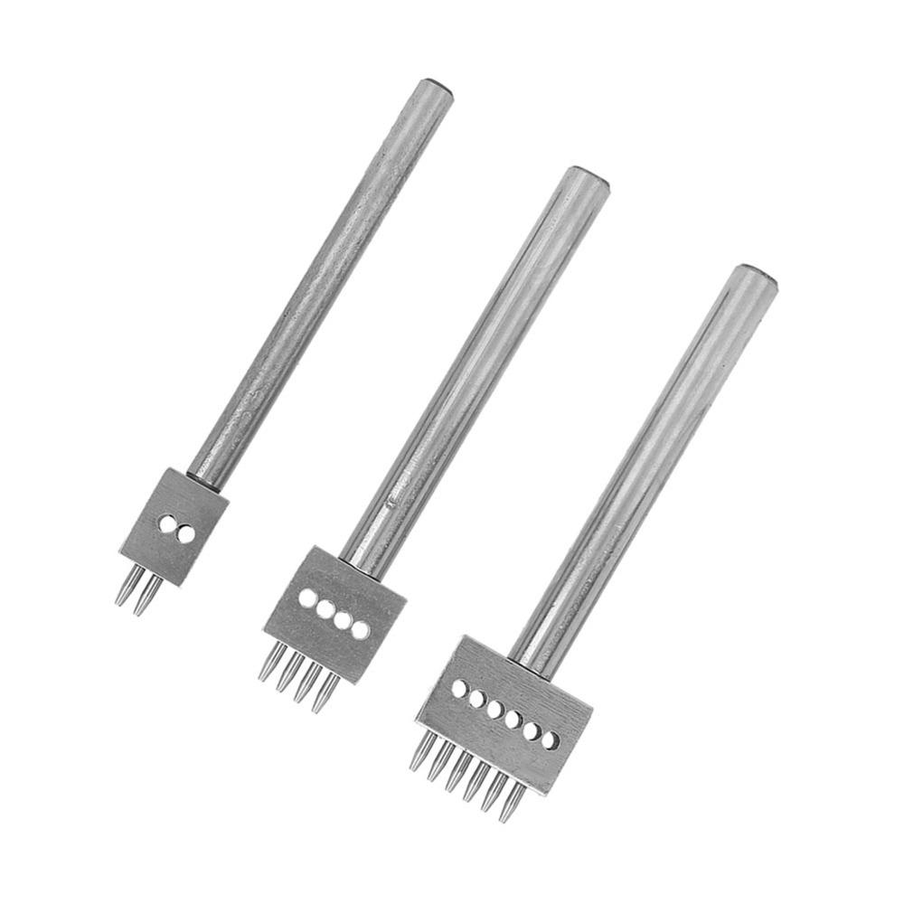 3pcs 4/5/6mm Pitch Leather Hole Punch Tool 2/4/6 Prong Belt Hole Puncher DIY Leather Craft