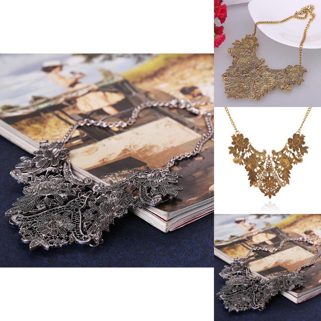 Retro European Alloy Floral Choker With Pendant For Women And Special Events
