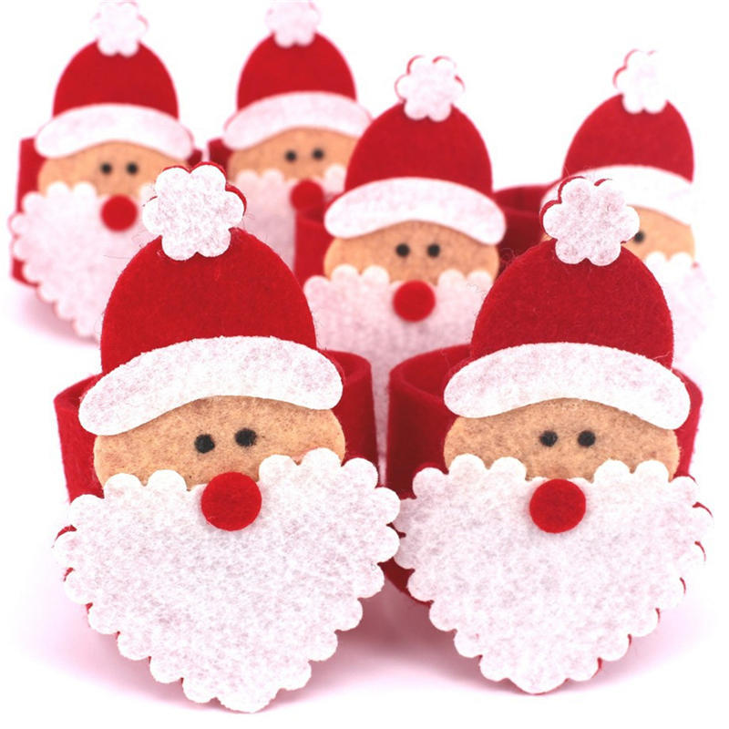 1//10X Christmas Santa Claus Napkin Ring Serviette Tissue Holder Table Decor S
