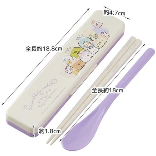 Skater Combi Set Chopsticks Spoon Set Sumikko Gurashi Rabbit Rice 18cm Antibacterial For Adults Made in Japan CCS3SAAG-A