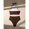 Halter Wrinkled High Neck Female Swimsuit High Waist Bikini Women Swimwear Two-pieces Bikini set Bather Bathing Suit Swim