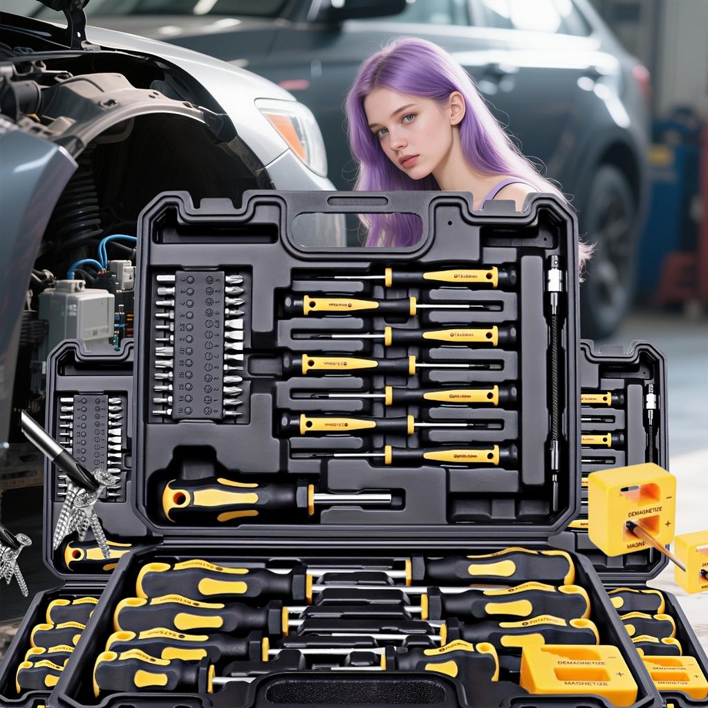 Upgraded Professional Screwdriver Set with Magnetic Bit Holder, Includes Slotted, Phillips, Hexagonal, Torx, and Precision Tools