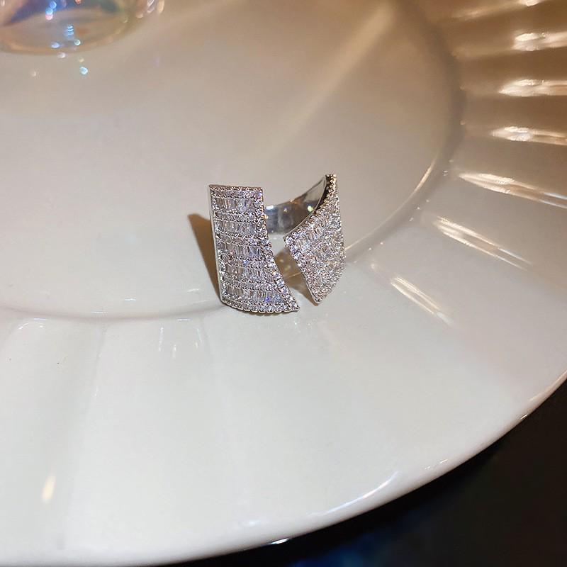 Zirconia Diamond Geometric Heart Open Ring - Fresh High-end Jewelry for Index Finger