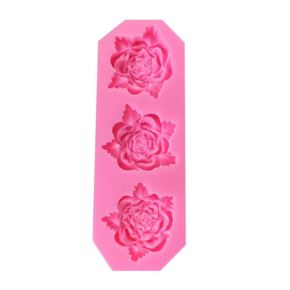 3-Kammer Silikonform Rose Blütenform DIY Schokolade Ton Basteln Form Kuchen Dekoration