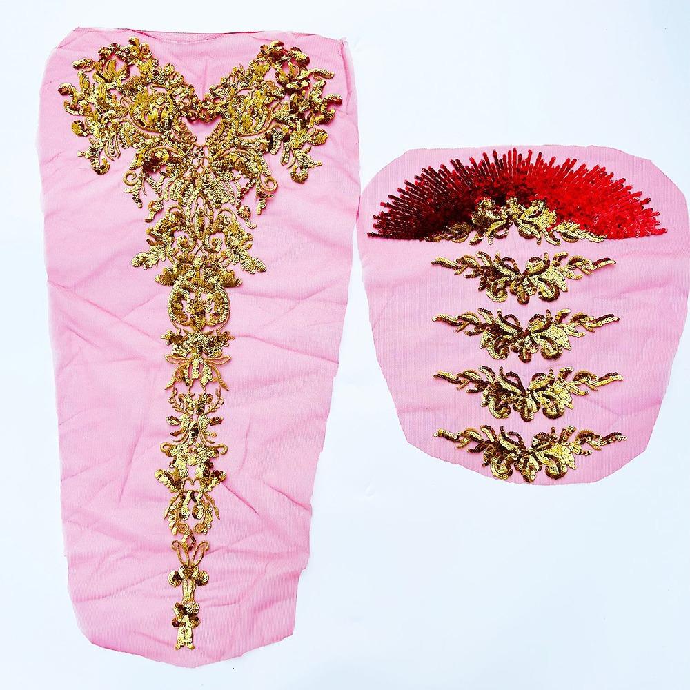 DIY Sequined Embroidery Patches Sequin Embroidery Lace Appliques Net Yarn Sequins Applique Wedding