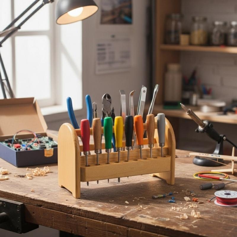 Natural Wood Eyewear Tool Organizers Sturdy Multi Layer Storage Shelf for Workshop and Office Accessories