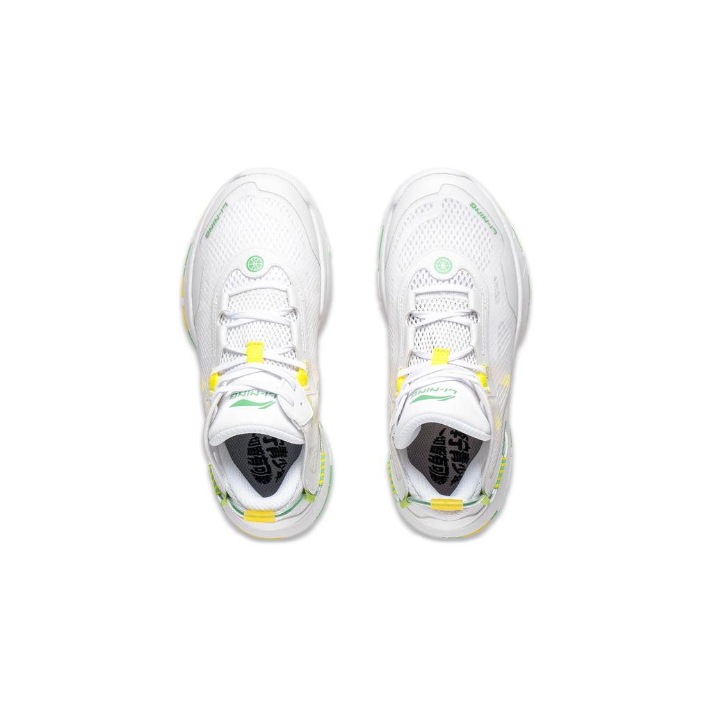 Li Ning Wind Shadow Comfortable Shock Absorbing Wear Resistant Low Top Kids Basketball Shoes Kids Basketball Shoes White Yellow Green YKBT060-3