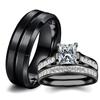მოდის წყვილის ბეჭდები რომანტიკული თეთრი Rhinestones CZ ქალის ბეჭდების ნაკრები Simpe მამაკაცის უჟანგავი ფოლადის ბეჭდები წყვილის საქორწილო სამკაულებისთვის