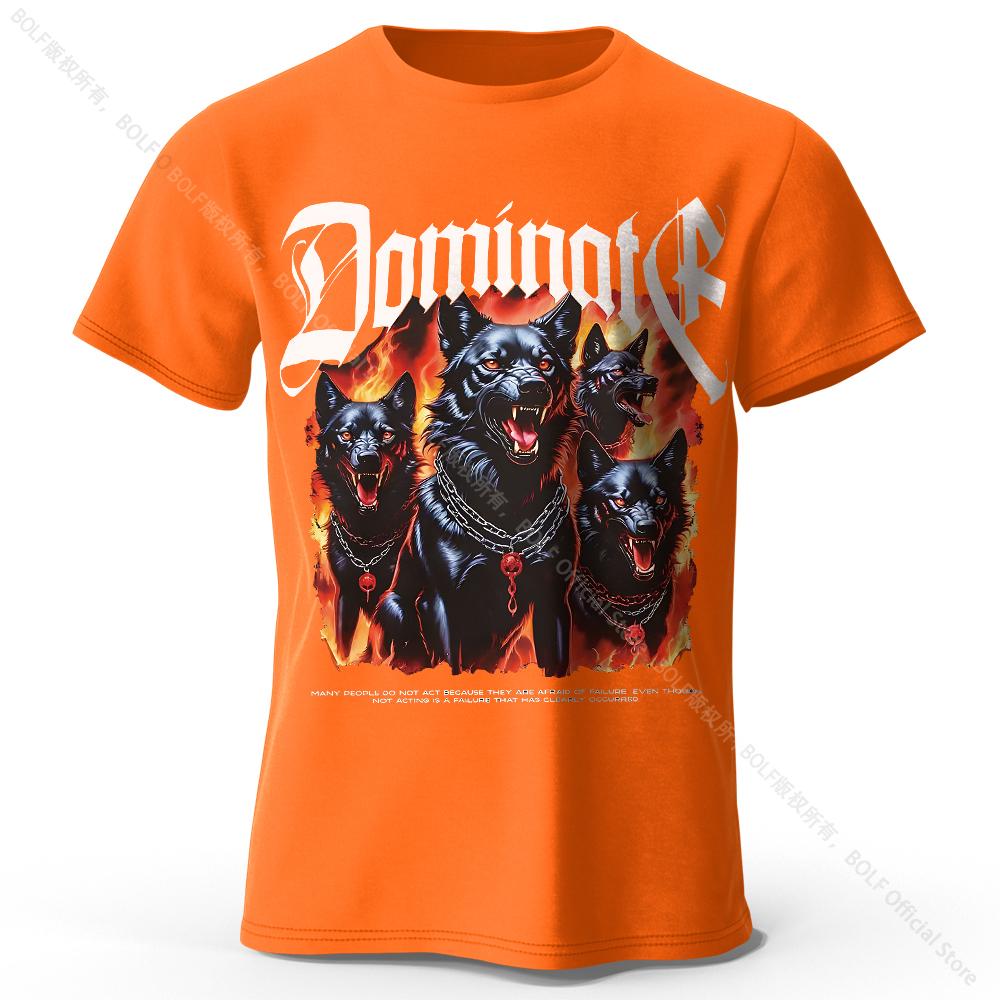 Men's Wolf Darkness Printed T-Shirt 100% Cotton Oversized Street Graphic Tees for Men Women Summer Tops