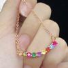 BELLA BOX New Imitation Seven-color Rainbow Natural Tourmaline Plated Rose Gold Pendant Necklace For Women