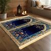 Blue Gold Luxury Prayer Mat, Premium Portable  Foldable Islamic Rug for Home, Travel and Pilgrimage (Salah)