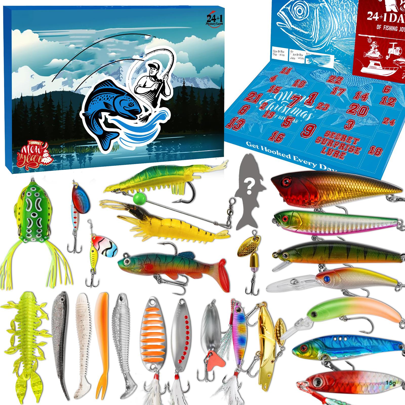 

3DChristmas Countdown Calendar With Fishing Theme, Including 24+1 Mysterious Surprise Sets, Is A Gift For Adults, Men, Boys, Teenagers And Fishing En One Size