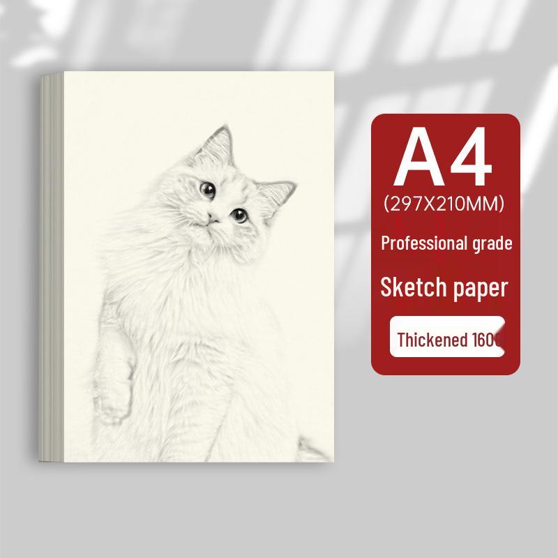 A4 & 8k Thick Sketchbook for Art Students - Blank Hand-painted Sketchpad & 4k Drawing Paper 20 Sheets