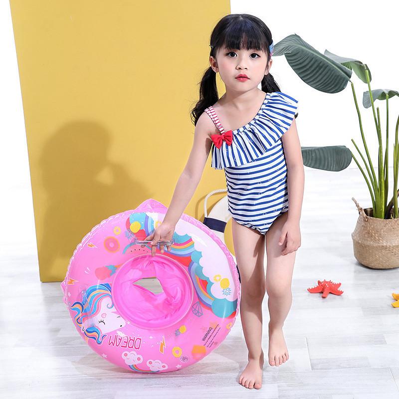 Childrens Cartoon Unicorn With Pants Pocket Inflatable Swimming Ring Water Toy