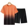 Summer Sports Tie-Dye Gradient T-Shirt Set for Men and Women: Casual Round Neck, Short Sleeve.