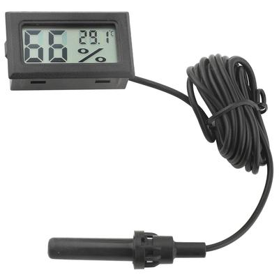 Quadratisches digitales Temperatur-Feuchtigkeits-Thermometer Hygrometer mit Sonde 1,5 m Leitung(Schwarz)