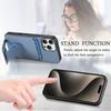 C1-11 for iPhone 16 Pro Case Card Holder Carbon Fiber Texture Leather Coated TPU Phone Cover