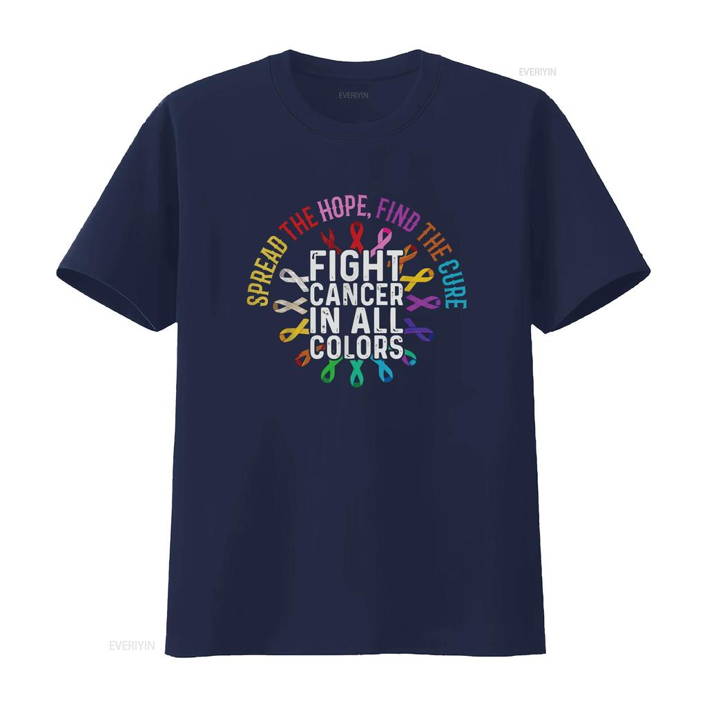Fight Cancer In All And Every Color Ribbons Flower Heart T Shirt Vintage Washed Soft Comfortable Designer Clothes Breathable