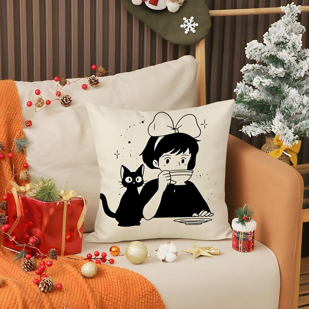 k-Kiki's Delivery Service Pillow Case Living Room Sofa Decorative Cushion Cover Simple Household Light Luxury Printed Pillow