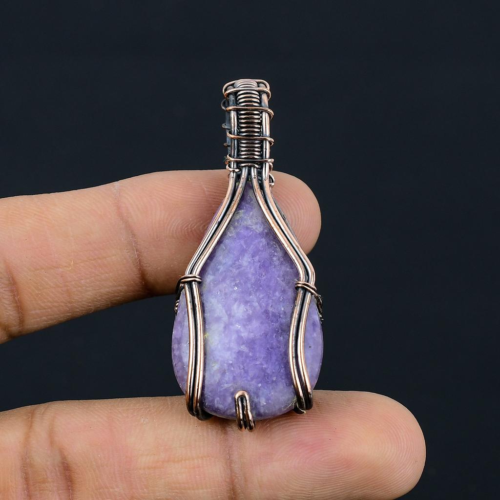 Purpurite Handmade Copper Wire Wrap Jewelry Pendant 2.2" y9K98