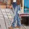 Dicke Jeans High-Waist Hose mit Stickerei Slim Slim Hose