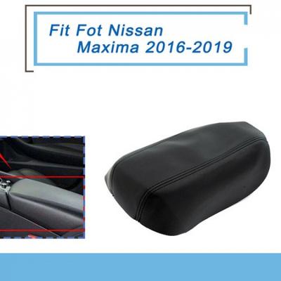 For Nissan Maxima 2016- Center Console Lid Leather Armrest Pad Cover Black