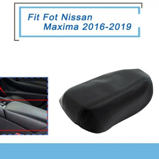 For Nissan Maxima 2016- Center Console Lid Leather Armrest Pad Cover Black