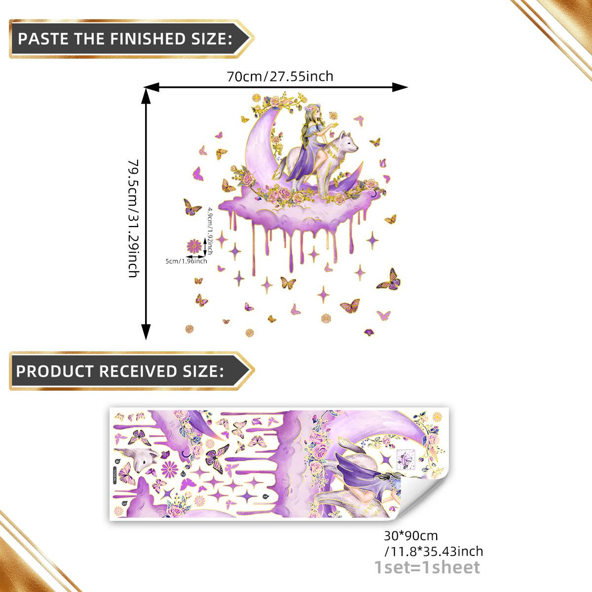 

A Variety Of Hand-Painted Little Girl Butterfly Moon Bronzing Wall Stickers Decorate Children S Room Bedroom Background Self-Adhesive Wall Stickers