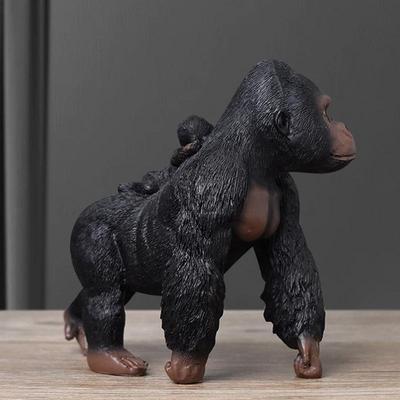 Gorilla Skulptur Ornamente 6,5 Zoll Harz Figur Statuen Gorilla Schreibtisch Ornamente Realistisches Lernspielzeug Wildtier Tier