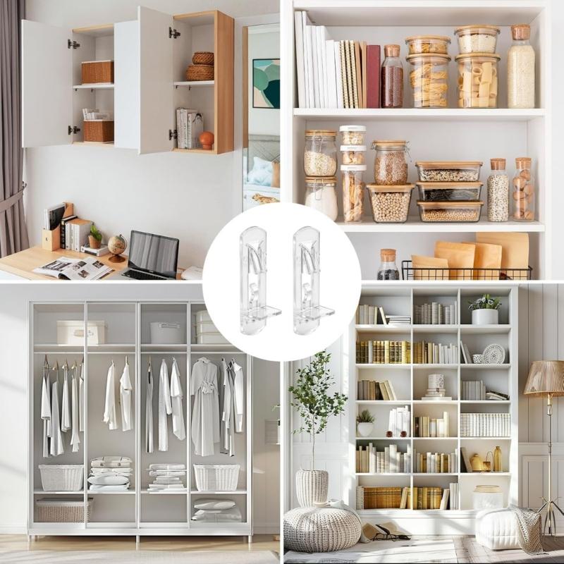 60pcs Plastic Shelf Brackets Compatibility with 3/4 In Thick Boards for Cabinet Shelves Features 5mm Diameter Holes