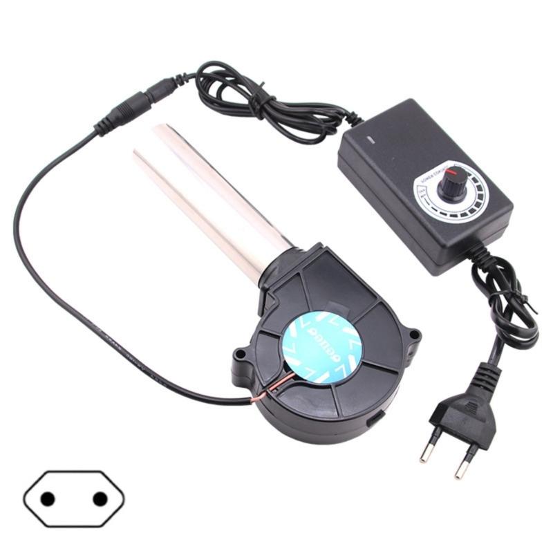 BBQ Fan Air Blower 12V Large Air Flow 100-240V Powered Fan Variable Speed Controller Picnics Barbecue Starting Tool