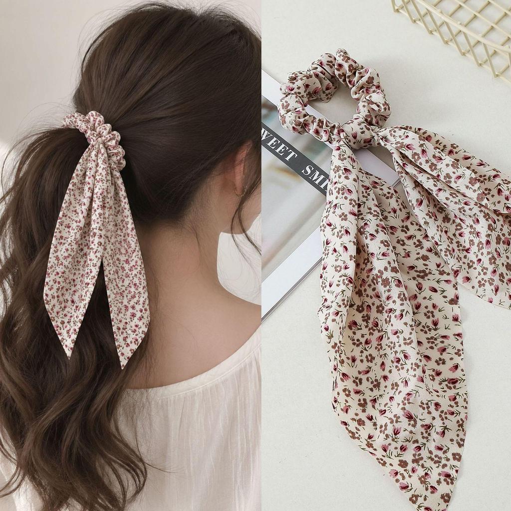 Französischer Blumenseiden-Schal Haargummi - Eleganter High-End-Pferdeschwanzhalter