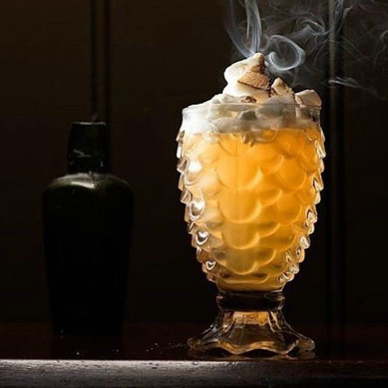 Cupă de cocktail cu sirenă Petrecere de absolvire în stil vintage Băutură pahar de vin Ananas Pahar de cocktail 3D solzi de pește cana TIKI în relief