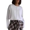 Damen Oversize Langarm T-Shirts Basic Rundhalsausschnitt T-Shirt Frühling Herbst Sweatshirts Lässig Workout Mode Einfarbig Baumwolle Pullover Tops für Damen