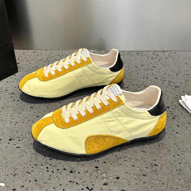 Flat Bottomed Lace Up Versatile Casual Fashion Niche Color Blocking Retro Sports Running Shoes for Women