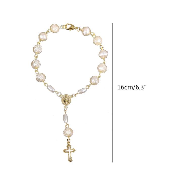 Rosary Finger Baptism Rosaries White Rose Bracelet for Baptism Favor Christening