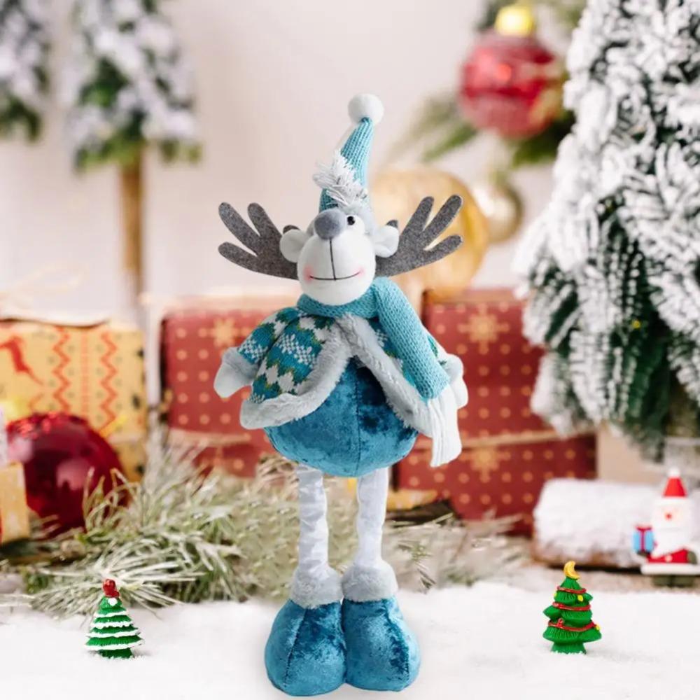 Cute Santa Claus Retractable Doll Blue Merry Christmas Decoration Party Favors