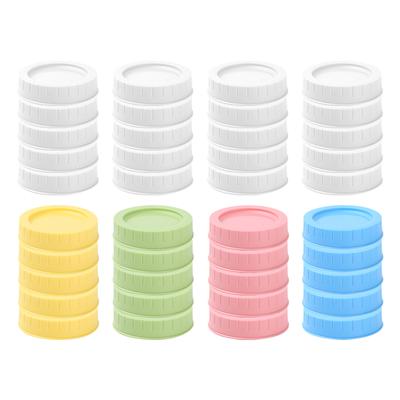 20 Pcs Mason Jar Lids Food-Grade Plastic Mason Jar Caps Reusable Leak Proof Replacement Canning Jars Lids Fit Regular Mouth 70mm