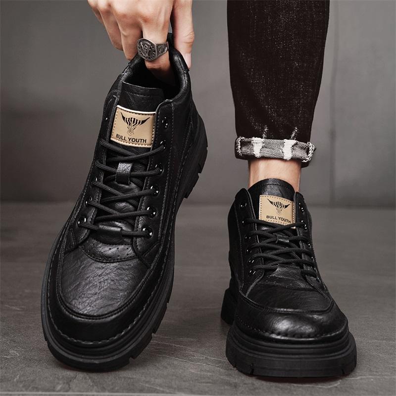 Fashion Men's Classics Retro Work Boots Fashion All-match Man Shoe Round Toe Lace-up Boots Men Waterproof Casual Motorcycle Shoes