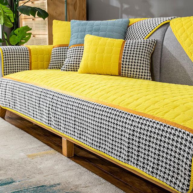 

Плюшевый чехол для дивана, толстая эластичная подушка для дивана, чтобы сохранить тепло, спинка дивана, подлокотник, полотенце, универсальный защитный чехол для мебели 70x180cm жёлтый