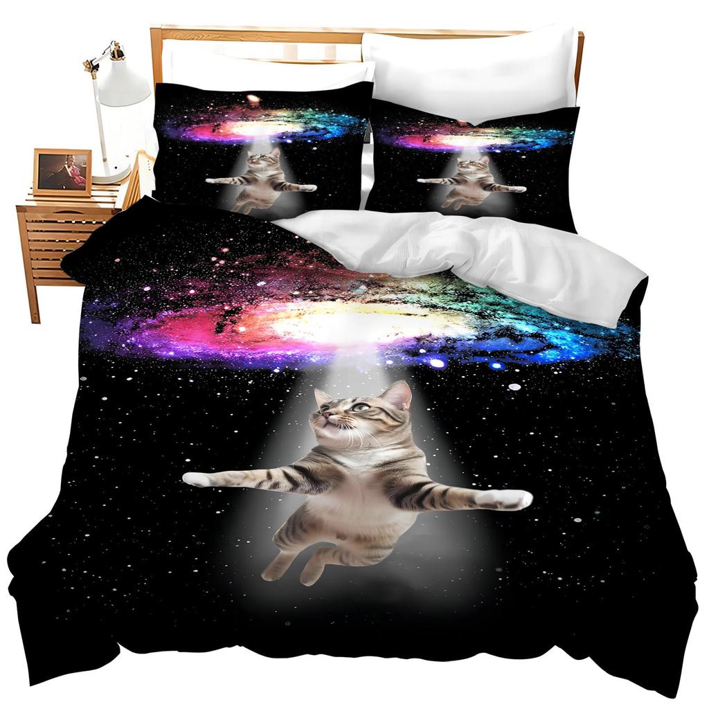 Cat Duvet Cover Pet Cat Pattern Bedding Set Cute Kitten Printed Comforter Cover For Kids Boys Girls Teens 3D Animal Theme Cover